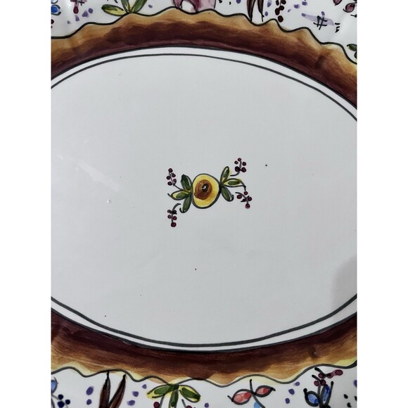 Vtg Holu Ceramic Pottery Portugal Large Tureen Underplate & Ladle Hand Painted - Picture 8 of 16